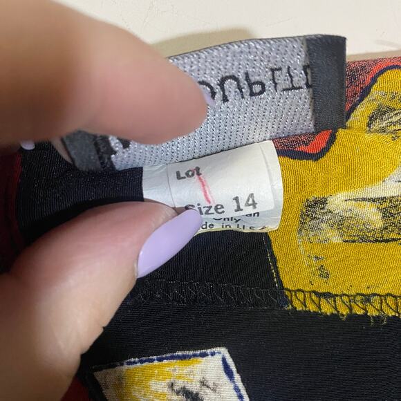 Vintage In Group Ltd 80s 90s Colorful Abstract Wearable Art Blouse Sz 14 / L - Picture 7 of 12